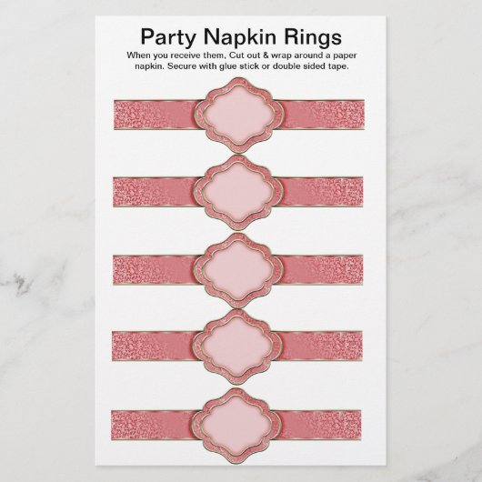 5 per vel roze lintpapier napkin Rings. Flyer (Voorkant)