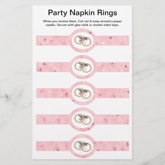 5 per vellen roze bruiloft papier nkin Rings Flyer (Voorkant)