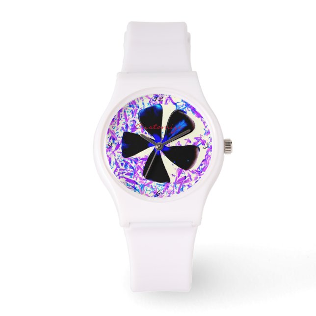 5 petroleumbloem Thunder_Cove Horloge (Voorkant)