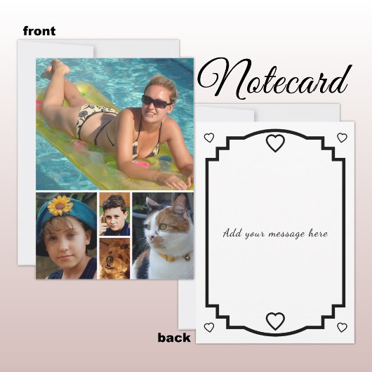 5 photo add message black text flat note card bedankkaart