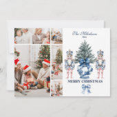  5 Photo Blue Chinoiserie Nutcracker Christmas Feestdagenkaart (Voorkant)