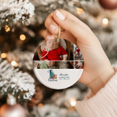 5 Photo Blue Teddy Baby 1st Christmas Keramisch Ornament