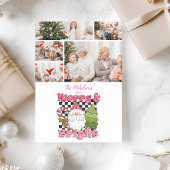 5 Photo Checkered Merry & Bright Christmas Feestdagenkaart