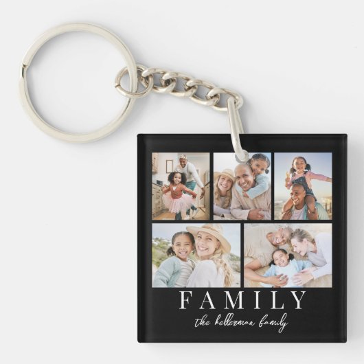5 Photo Collage Double Sided Sleutelhanger (Voorkant)