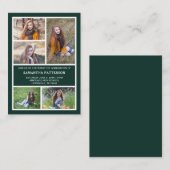 5 Photo Collage Green & White Afstuderen Ceremony Notitiekaartje (Voorkant / Achterkant)