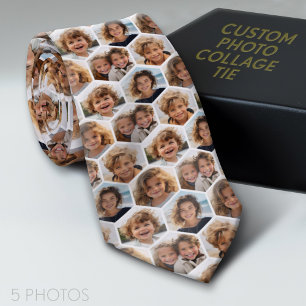 5 Photo Collage Honeycomb Pattern BE Patient Stropdas