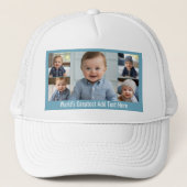 5 Photo Collage Modern Minimal Blue White Trucker Pet (Voorkant)
