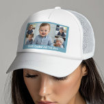 5 Photo Collage Modern Minimal Blue White Trucker Pet<br><div class="desc">Fotocollage met ruimte voor tekst onder de foto's. Een trendy script maakt dit een modern en minimaal ontwerp met een zwart type op een witte achtergrond. Een leuke manier om herinneringen vast te leggen en ze te delen met vrienden en familie.</div>