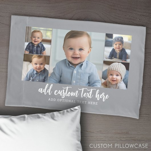 5 Photo Collage Modern Minimal Grijs Wit Kussensloop