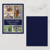 5 Photo Collage Navy & White Afstuderen Ceremony Notitiekaartje (Voorkant / Achterkant)