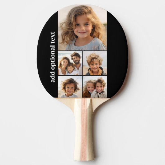 5 Photo Collage - op zwarte achtergrond Tafeltennisbatje (Voorkant)