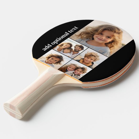 5 Photo Collage - op zwarte achtergrond Tafeltennisbatje (Voorkant Gekanteld)