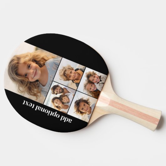 5 Photo Collage - op zwarte achtergrond Tafeltennisbatje (Zijkant)
