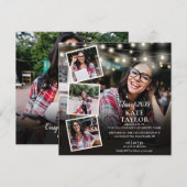 5 Photo Collage String Lights Afstudeerfeest Kaart (Voorkant / Achterkant)