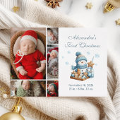 5 Photo First Christmas Birth Announcement  Feestdagenkaart