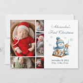 5 Photo First Christmas Birth Announcement  Feestdagenkaart (Voorkant)