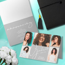 5 Photo Gray Graduation Announcement