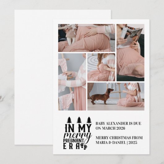 5 Photo In My Merry Pregnant Era Christmas Feestdagenkaart (Voorkant / Achterkant)