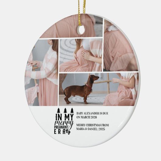 5 Photo In My Merry Pregnant Era Christmas Keramisch Ornament (Links)