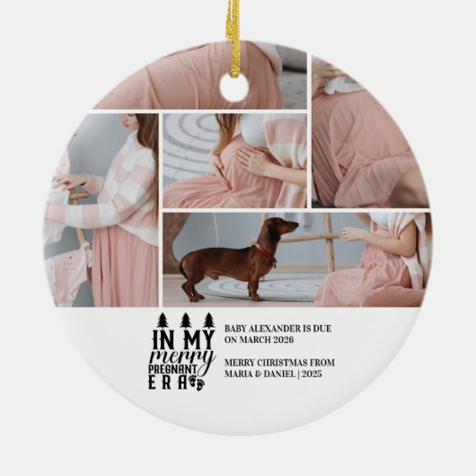 5 Photo In My Merry Pregnant Era Christmas Keramisch Ornament (Achterkant)
