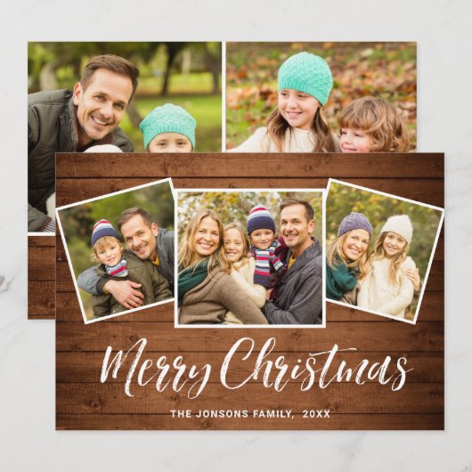 5 PHOTO-kerstfeestmaal roestbruin Feestdagenkaart (Voorkant / Achterkant)