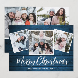 5 PHOTO-kerstfeestmaal roestvrij blauw hout Feestdagenkaart