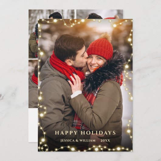 5 PHOTO Merry Kerstmis Gold Sparkle Greep Feestdagenkaart (Voorkant / Achterkant)