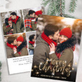 5 PHOTO Merry Kerstmis Gold Sparkle Greep Feestdagenkaart