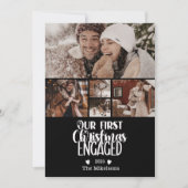 5 Photo Minimalist First Christmas Engaged Feestdagenkaart (Voorkant)