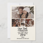 5 Photo Minimalist Newlywed Christmas Feestdagenkaart (Voorkant)