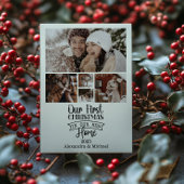 5 Photo Minimalist Newlywed Christmas Feestdagenkaart