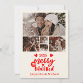 5 Photo Minimialist Merry and Married  Feestdagenkaart (Voorkant)