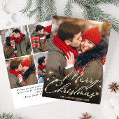 5 PHOTO Moderne gouden kerstgroet Feestdagenkaart