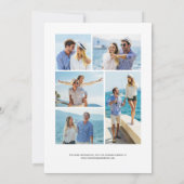 5-Photo Navy Blue Gold Agate Wedding Kaart (Achterkant)