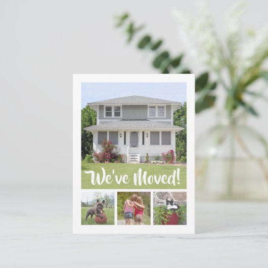 5 Photo New Home Picture Change of Address Moving Aankondigingskaart (Staand voorkant)