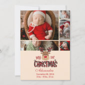 5 Photo Plaid Reindeer Baby First Christmas  Feestdagenkaart (Voorkant)