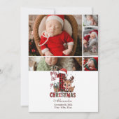 5 Photo Plaid Reindeer First Christmas Feestdagenkaart (Voorkant)