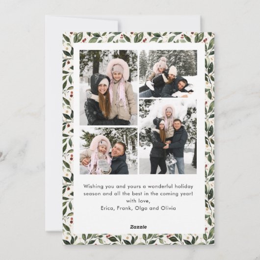 5 Photo Retro Christmas Hand Drawn Red Bow Ribbon Feestdagenkaart (Achterkant)