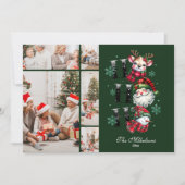  5 Photo Retro Gingham Santa & Friends Christmas Feestdagenkaart (Voorkant)