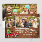 5 PHOTO Retro Kerstmis Rustige Tronkelwagen Feestdagenkaart (Voorkant / Achterkant)