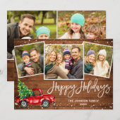 5 PHOTO Retro Kerstmis Rustige Tronkelwagen Feestdagenkaart (Voorkant / Achterkant)