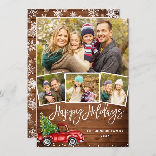 5 PHOTO Retro Kerstmis Rustige Tronkelwagen Feestdagenkaart (Voorkant / Achterkant)