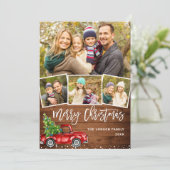 5 PHOTO Retro Kerstmis Rustige Tronkelwagen Feestdagenkaart (Staand voorkant)