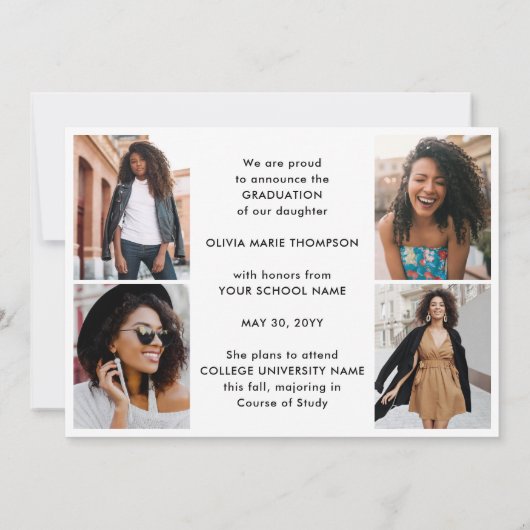 5 Photo Simple Modern Bold Class Year Graduation Aankondiging (Achterkant)