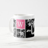 5-Photo Sjabloon Roze Monogram Koffiemok (Voorkant links)