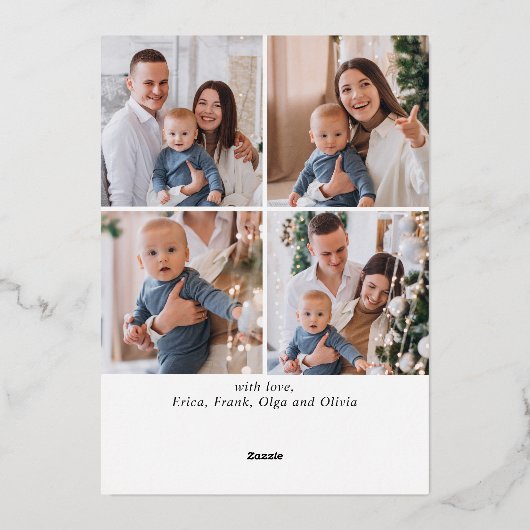 5 PHOTO Sparkle Merry kerstgring Gold Folie Feestdagenkaart (Achterkant)