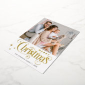 5 PHOTO Sparkle Merry kerstgring Gold Folie Feestdagenkaart (Gedraaid)