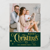 5 PHOTO Sparkle Merry-kerstgroet Folie Feestdagenkaart (Voorkant)