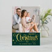 5 PHOTO Sparkle Merry-kerstgroet Folie Feestdagenkaart (Staand Voorkant)