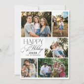 5 photos Christmas modern script Happy Holidays Feestdagenkaart (Voorkant)